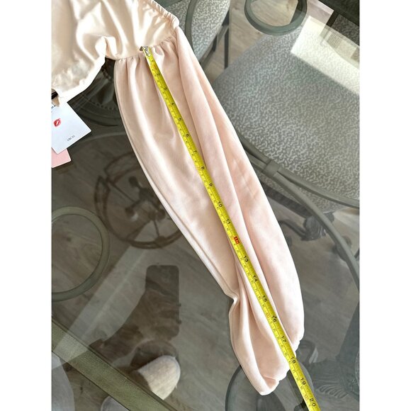 MICAS -Off-Shoulder Light Pink Cropped Top & Midi Dress Set With Puff Sleeves - Picture 6 of 10